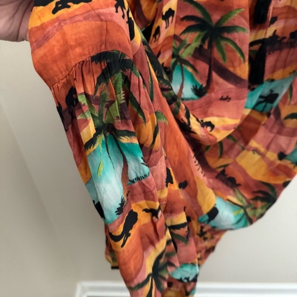 Chufy Anthropologie Made in India Orange Camel Desert Oasis Kaftan Maxi Dress - Picture 9 of 16